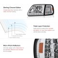 Led Strip Headlight Turn Signal Corner Lamp For 1997-2003 Ford F150 Expedition Metallic Chrome Housing Driver And Passenger