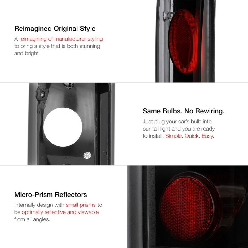 Black Smoke Euro Style Tail Light Lamp Assembly For 1987-1996 Ford Bronco F150 F250 F350 Pickup Truck Driver Passenger Side