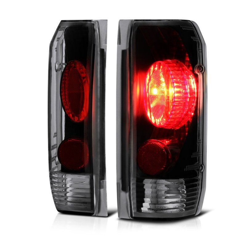 Black Smoke Euro Style Tail Light Lamp Assembly For 1987-1996 Ford Bronco F150 F250 F350 Pickup Truck Driver Passenger Side