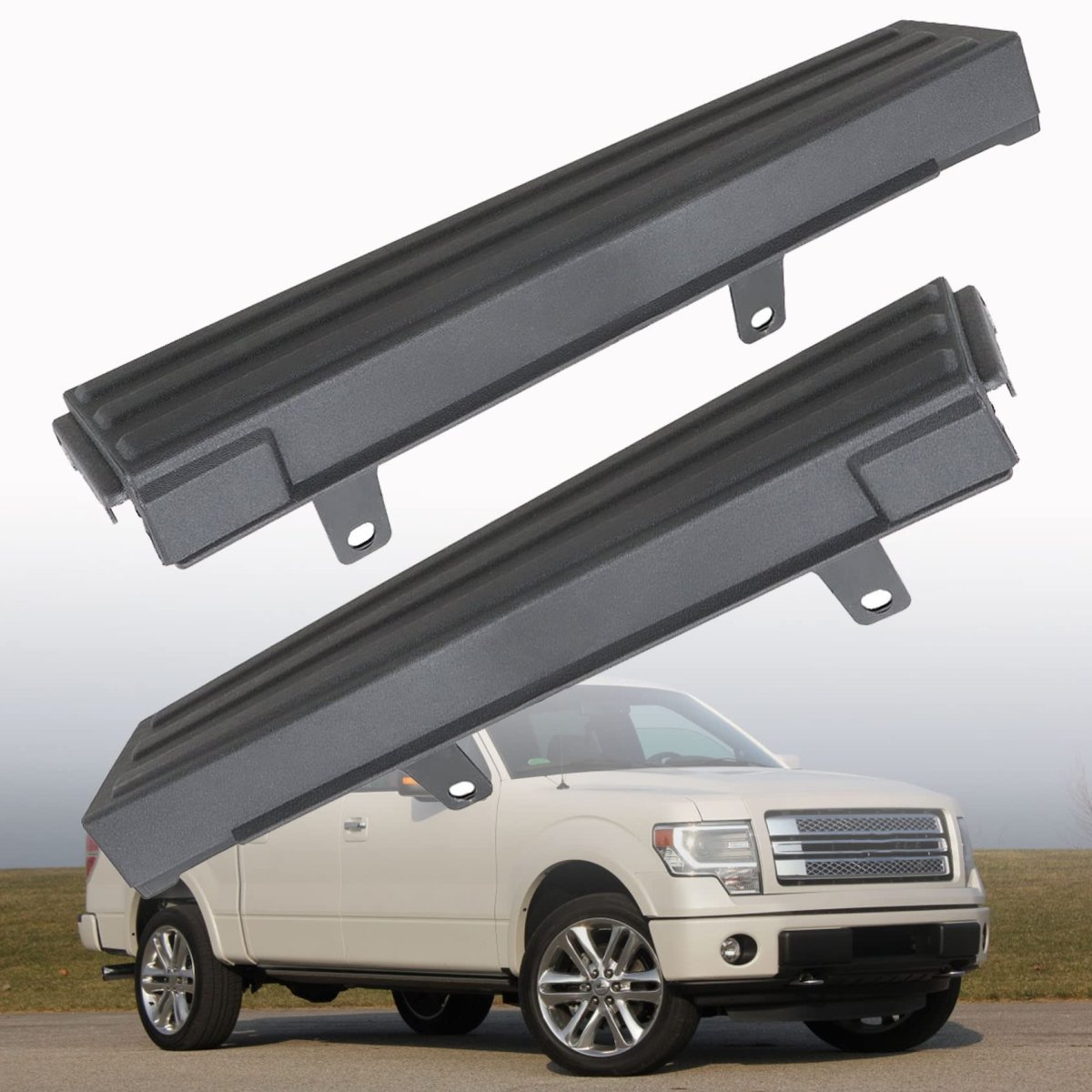 3pcs Step Flexible Tailgate Protector Trim Molding Cap Replacement For 2009 2010 2011 2012 2013 2014 F150 Black
