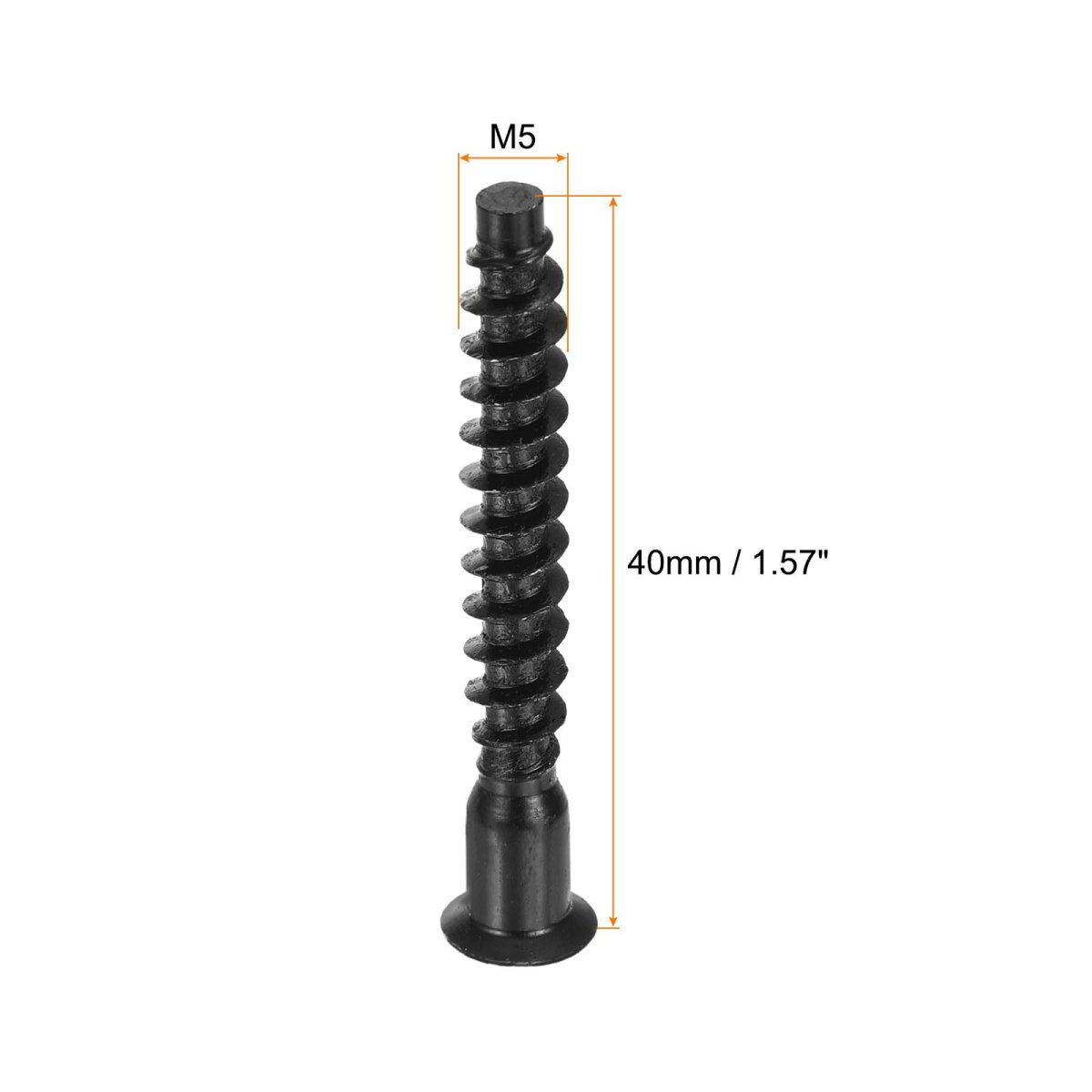 20pcs M5x40mm Hex Socket Countersunk Head Self Tapping Connecting Screws Carbon Steel Furniture Confirmat Screw Black