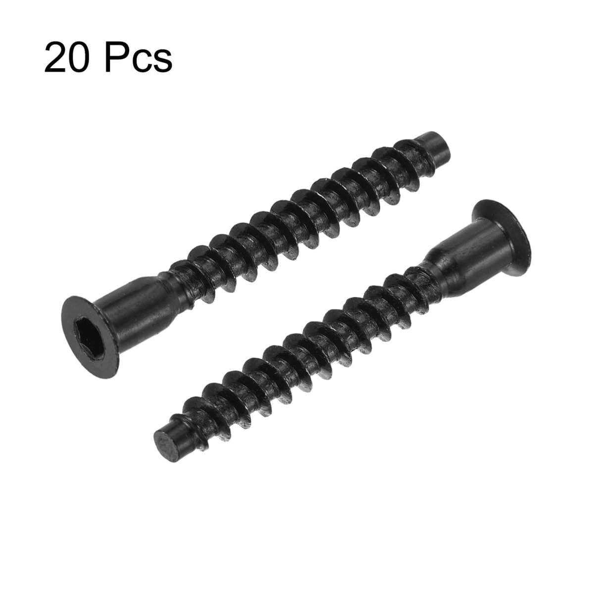 20pcs M5x40mm Hex Socket Countersunk Head Self Tapping Connecting Screws Carbon Steel Furniture Confirmat Screw Black