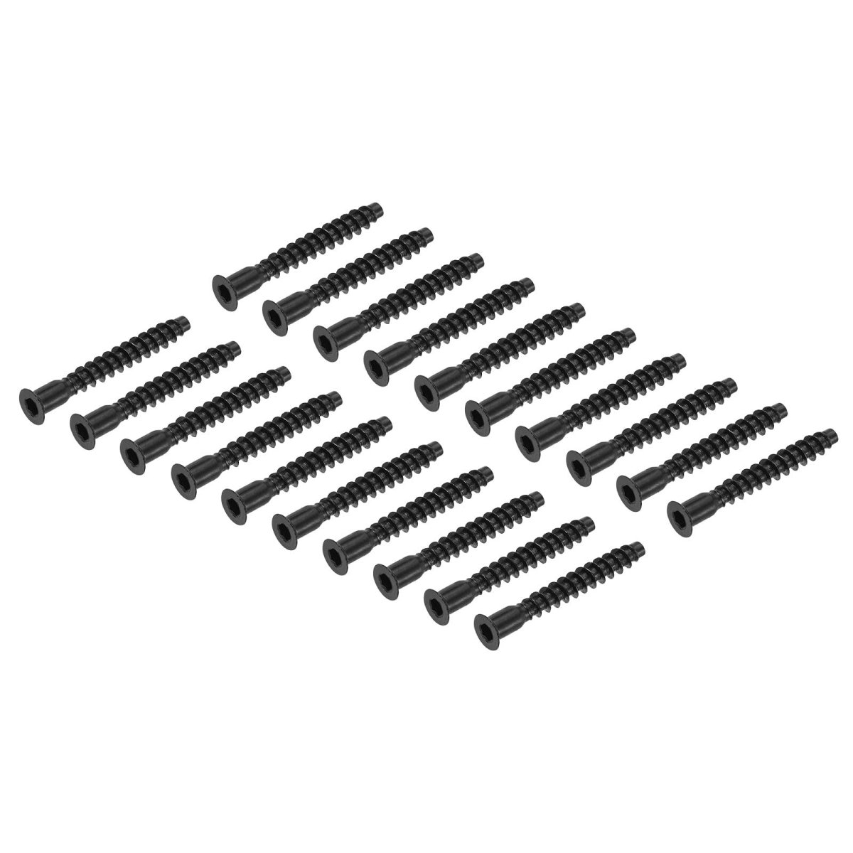 20pcs M5x40mm Hex Socket Countersunk Head Self Tapping Connecting Screws Carbon Steel Furniture Confirmat Screw Black
