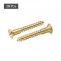 Uxcell Wood Screws M3 5 X 25mm Slotted Flat Head Brass Self-tapping Screw 50 Pcs