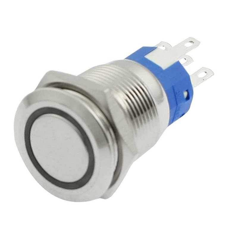 Push Button Dc Baomain Dc 24v Blue Pilot Led Light 19mm Round Momentary Push Button ...