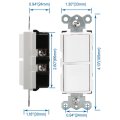 Baomain Duplex Rocker Switch 15 Amp 120 Volt Single-pole Ac Combination Commercial Grade Grounding Ul Cul White 4pcs