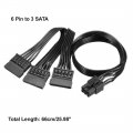 Uxcell 6 Pin To 3 Sata Power Receptacle Y Splitter Adapter Cable Hard Drive