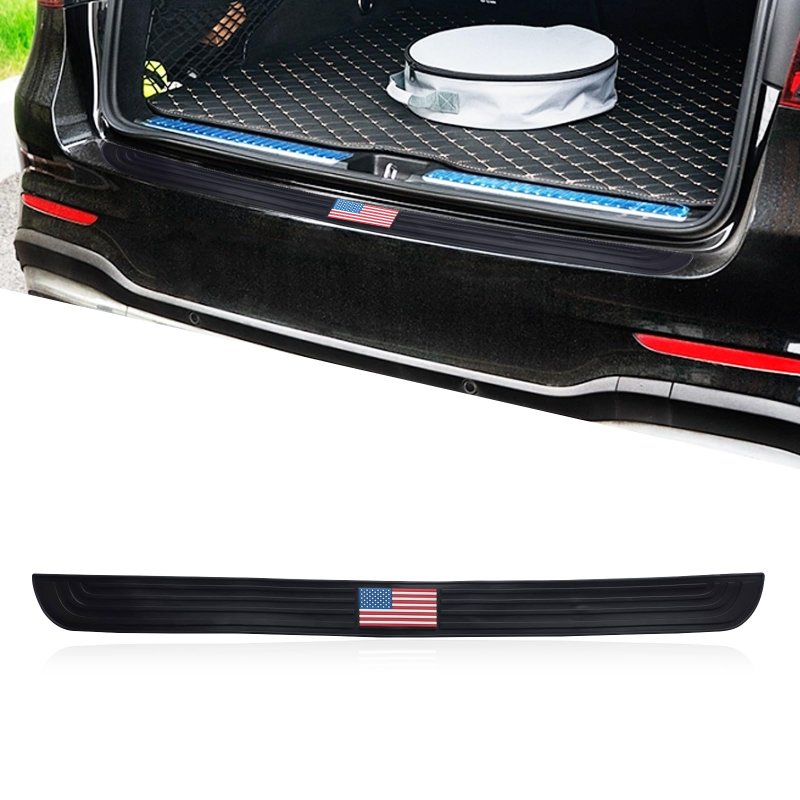 Car Trunk Anti Scratch Strip 35 43 In X 2 75 Pvc American Flag Black Edge Protective Sticker Self Adhesive Decorative
