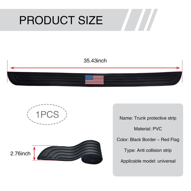 Car Trunk Anti Scratch Strip 35 43 In X 2 75 Pvc American Flag Black Edge Protective Sticker Self Adhesive Decorative