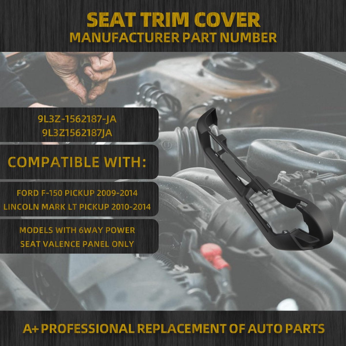 Left Seat Trim Cover For Ford F-150 Pickup 2009 2014 Lincoln Mark Lt 2010 9l3z-1562187-ja 9l3z1562187ja Lh 6way Power Only