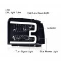 G-plus Led Drl Bar Headlight Assembly Compatible With Ford F250 F350 F450 F550 Super Duty 05-07 Fit Excursion 05 Smoke Lens