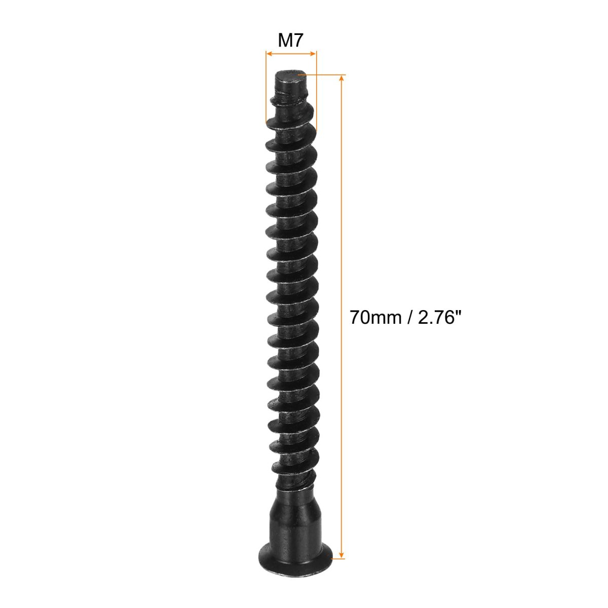 20pcs M7x70mm Hex Socket Countersunk Head Self Tapping Connecting Screws Carbon Steel Furniture Confirmat Screw Black