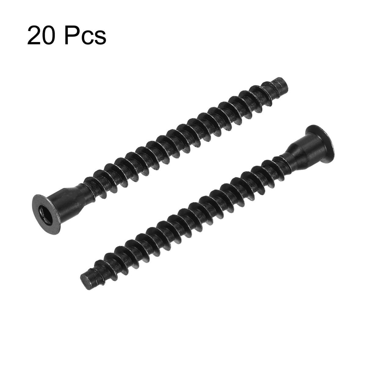 20pcs M7x70mm Hex Socket Countersunk Head Self Tapping Connecting Screws Carbon Steel Furniture Confirmat Screw Black
