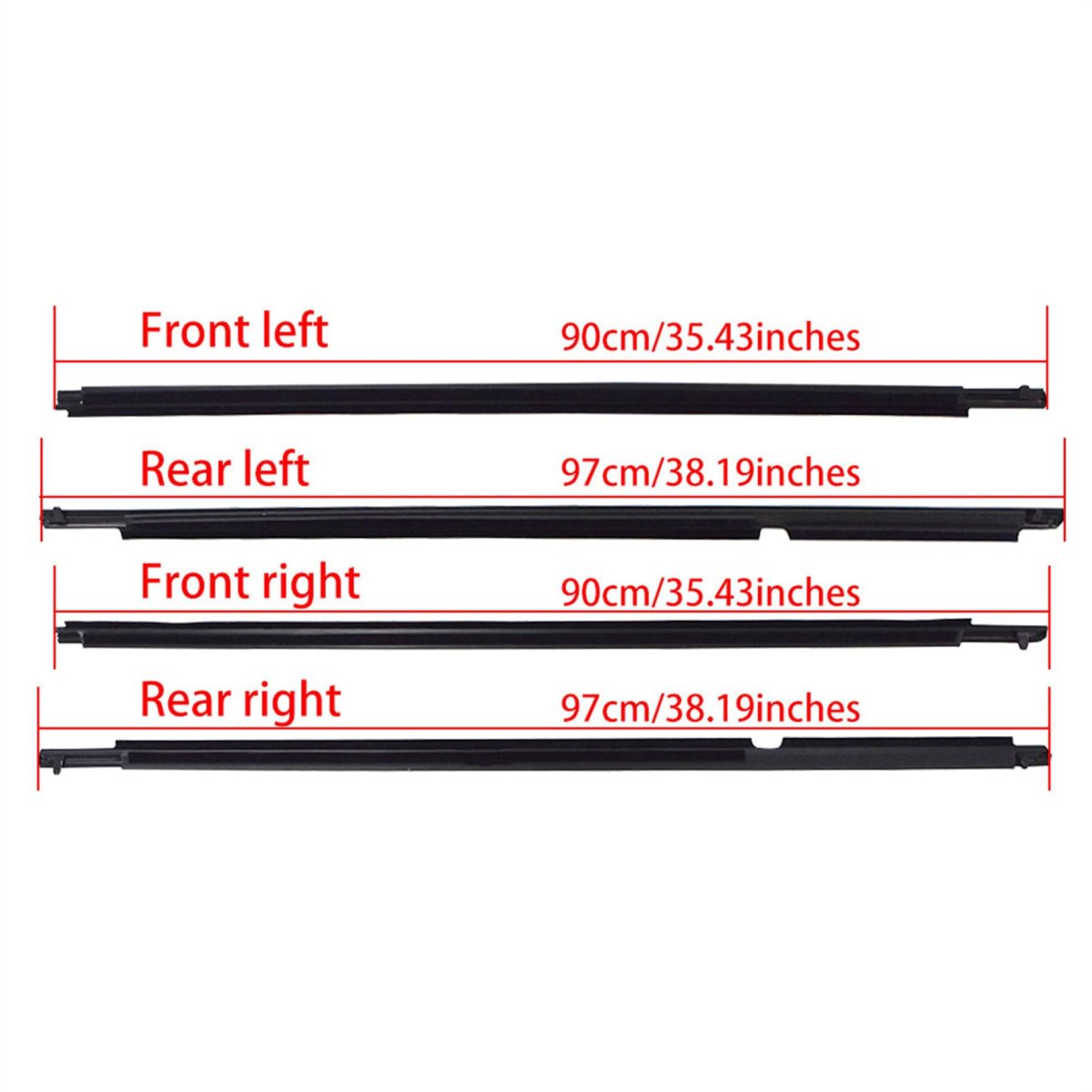 4pcs Black Weatherstrip Window Molding Trim Seal Belt Replacement For Toyota Highlander 2008-2010