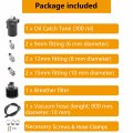 Universal Baffled Oil Catch Can Reservoir Tank Engine Air Separator Kit With High Pressure Hose 300ml Capacity Black Aluminum