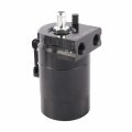 Universal Baffled Oil Catch Can Reservoir Tank Engine Air Separator Kit With High Pressure Hose 300ml Capacity Black Aluminum 
