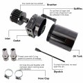 Universal Baffled Oil Catch Can Reservoir Tank Engine Air Separator Kit With High Pressure Hose 300ml Capacity Black Aluminum