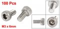 Uxcell M3x6mm 0 5mm Pitch Bolts Hex Socket Cap Knurl Head Screws 100pcs