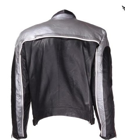 Mens Black Grey Vented Leather Motorcycle Racing Jacket Size 3xl 56