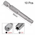 Uxcell 10 Pcs 1 4 Hex Shank T27 Magnetic Security Torx Screwdriver Bits 50mm Length S2 Steel Sandblasting