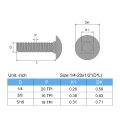 1 4-20x1 2 Carriage Bolt 10pcs Round Head Square Neck Screws 304 Stainless Steel Fully Threaded Silver
