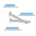 1 4-20x1 2 Carriage Bolt 10pcs Round Head Square Neck Screws 304 Stainless Steel Fully Threaded Silver