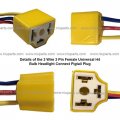 Niuparts 8 Pieces Combo 4pcs H4 Bulbs With 3 Wire Pin Female Universal Bulb Light Connect Pigtail Harness