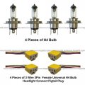 Niuparts 8 Pieces Combo 4pcs H4 Bulbs With 3 Wire Pin Female Universal Bulb Light Connect Pigtail Harness