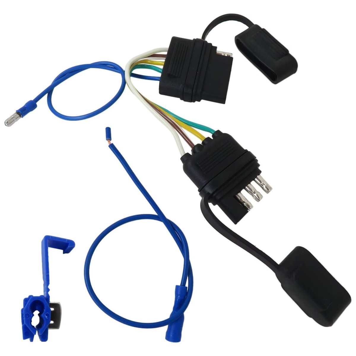 4-way To 5-way Flat Trailer Wiring Adapter With Surge Brakes Pure Copper 4 Pin 5 Wire Harness For All Vehicle Models Connector