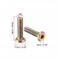 Uxcell M6x25mm Furniture Bolt Hex Socket Drive Round Head Screw Zinc Plated 30pcs