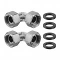 Uxcell Pipe Fitting Elbow G1 2 Female Thread Way L Shape Hose Connector Adapter Nickel-plated Copper 2pcs