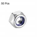 Uxcell M6 X 1mm Nylon Insert Hex Lock Nuts 304 Stainless Steel Plain Finish Pack Of 50