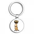Glover Trading Happy Meerkat Cartoon Round Stainless Steel Metal Key Chain Keychain Ring Double Sided Deisgn 