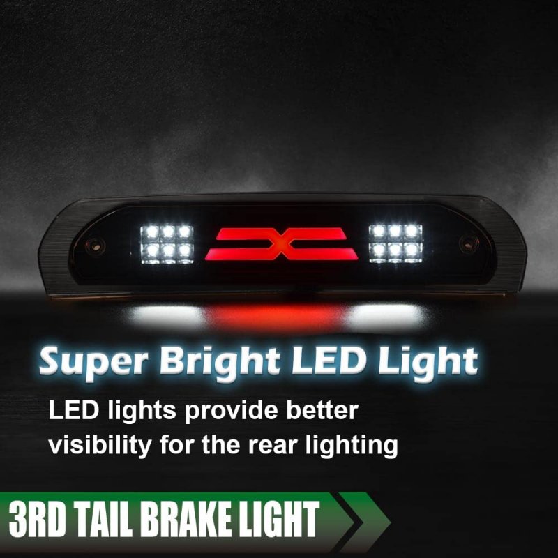 Led Third Brake Light For 02-09 Dodge Ram 3rd Bar Cargo Type X Smokya Lensa Black Housinga Ambera Reflector