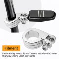 Hoypeyfiy Universal 1 25 Highway Bar Foot Pegs Mount 4 32mm Crash Footpeg Bracket For Harley Honda Suzuki Kawasaki And Yamaha