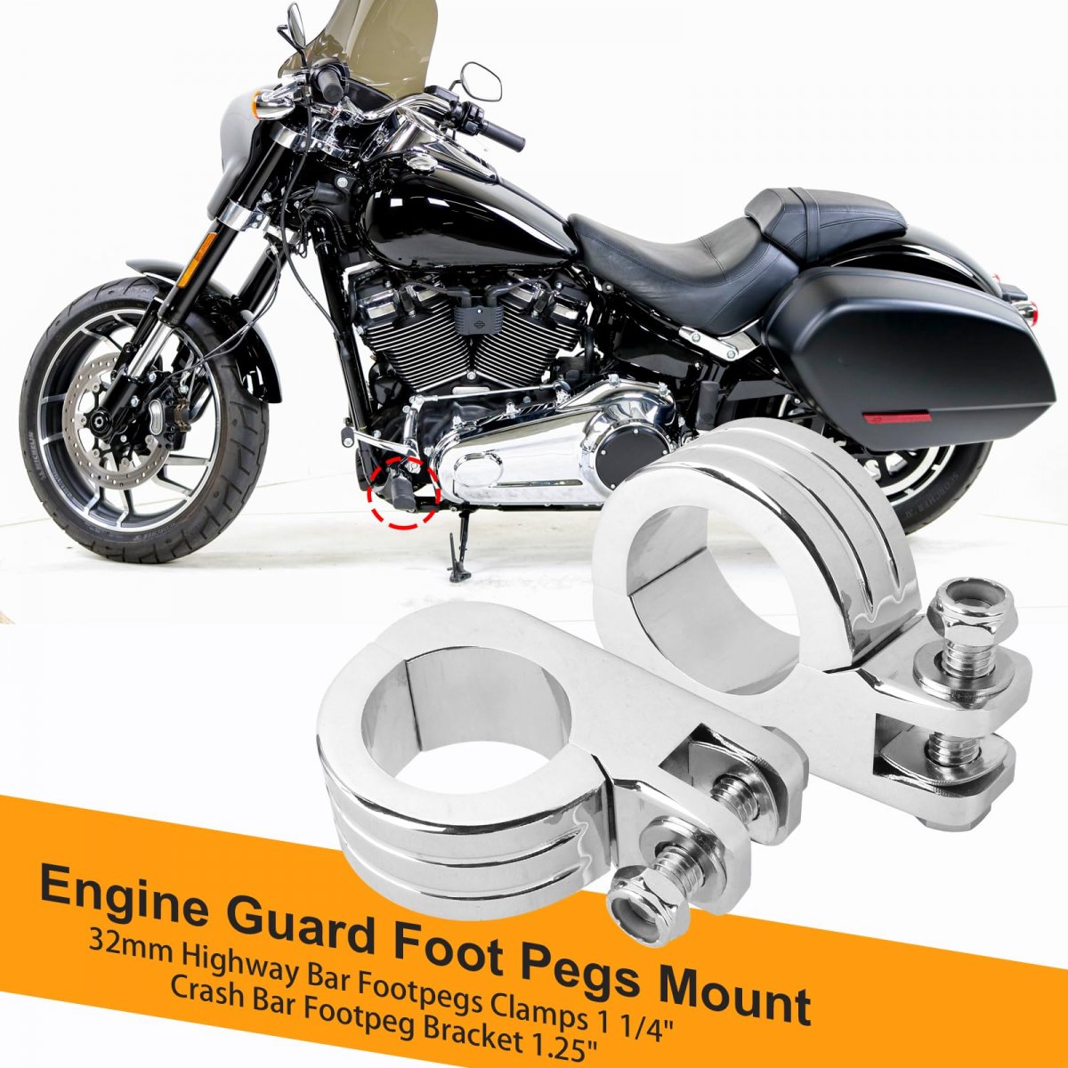 Hoypeyfiy Universal 1 25 Highway Bar Foot Pegs Mount 4 32mm Crash Footpeg Bracket For Harley Honda Suzuki Kawasaki And Yamaha