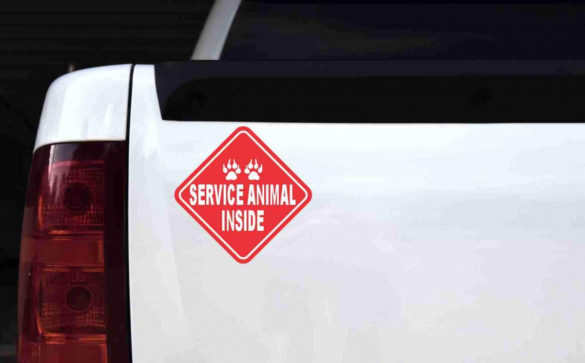 Stickertalk Service Animal Inside Vinyl Sticker 7 Inches By
