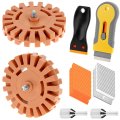 Qwork Decal Remover Eser Wheel Tool Kit With Drill Adapter A 2-pack Slotted Wheels For Effective Vinyl Sticker Adhesive Removal