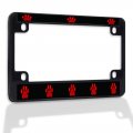 Fastasticdeals Metal Insert Bike License Plate Frame Red Paw Weatherproof Motorcycle Accessories Black 4 Holes Solid 
