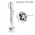 Uxcell 3 8-32 Unef Tap And Die Set With 30mm Round Stock Handle Wrench High Speed Steel Machine Thread Threading Tool
