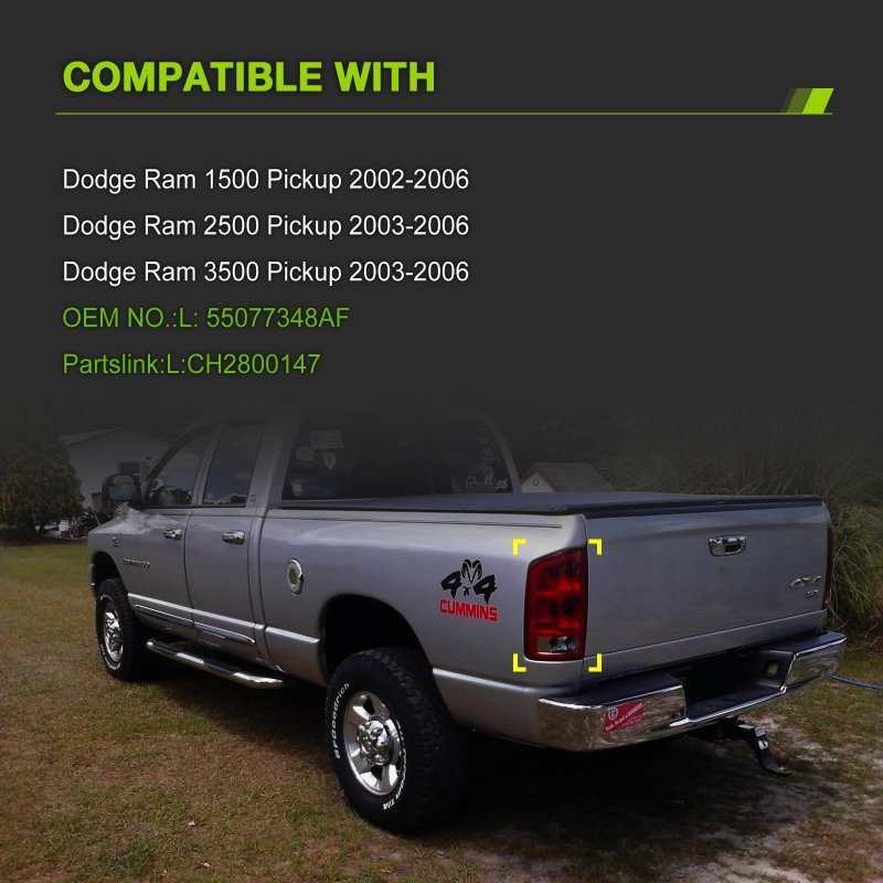 Rear Tail Light Assembly For 2002 2006 Dodge Ram 1500 And 2003 2500 3500 Red Left Driver Side Without Bulbs Tza-dr02-l