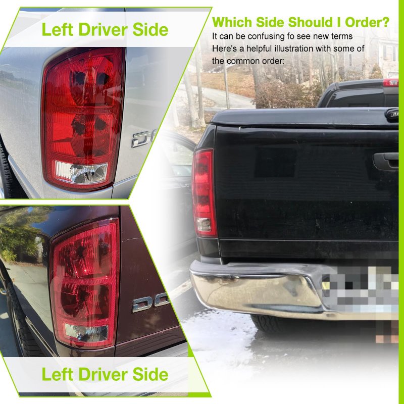 Rear Tail Light Assembly For 2002 2006 Dodge Ram 1500 And 2003 2500 3500 Red Left Driver Side Without Bulbs Tza-dr02-l