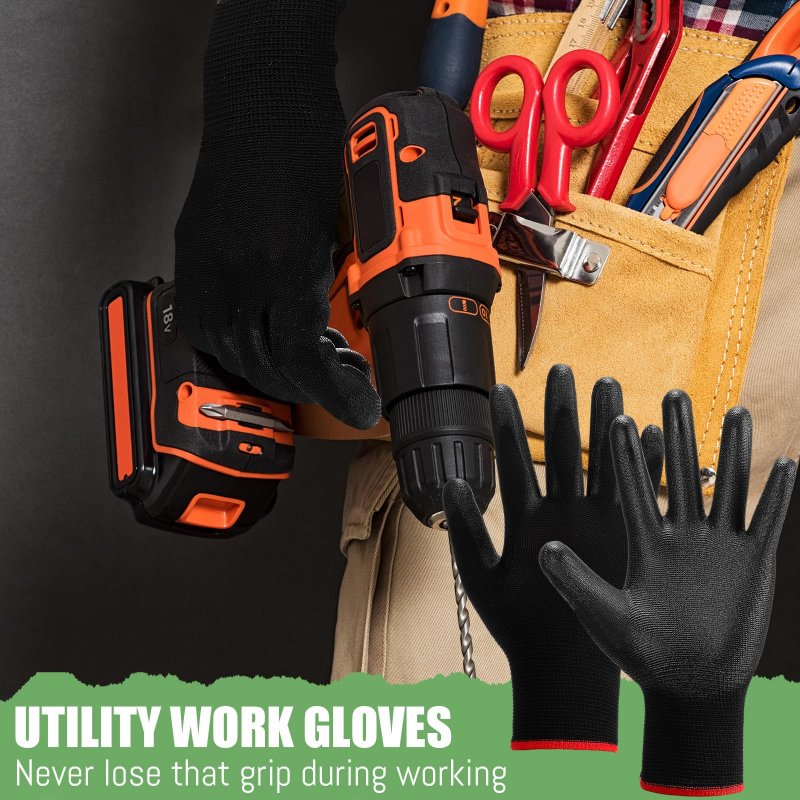 100 Pairs Pu Coated Safety Work Gloves Seamless Knit Utility For Men And Women 9 06 In Gardening Construction Landscaping Red