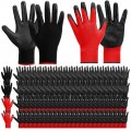 Xtinmee 100 Pairs Safety Working Gloves Pu Coated Seamless Knit For Men Women Duty Work Outdoor Gardening Construction Black 