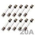 Bcp Pack Of 10pcs F20al 250v Fast Blow Glass Tube Fuses 6 X 30mm 20a 
