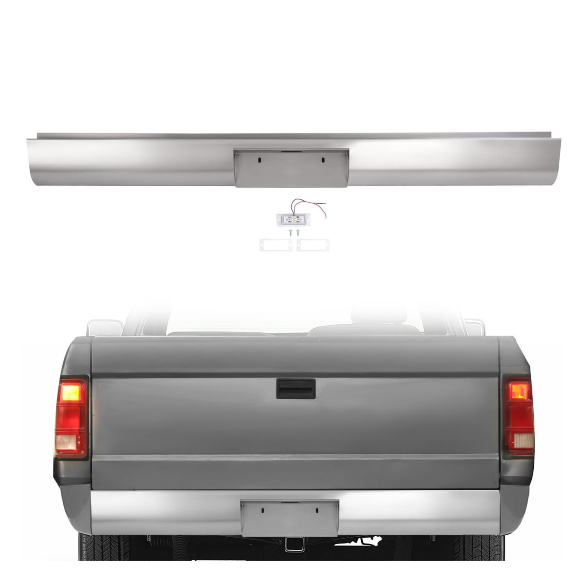 Rear Roll Pan For 1987-1996 Dodge Dakota Fleetside Bumper W License Plate Light Steel