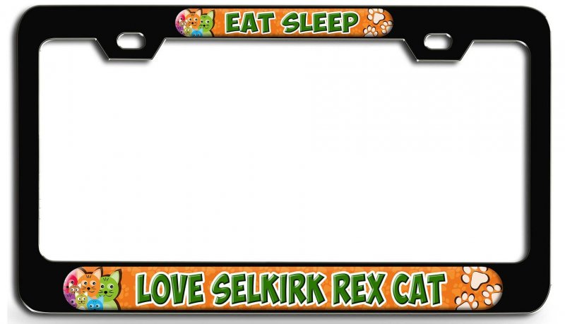 Eat Sleep Love Selkirk Rex Cat Bl 3d Metal License Plate Frame Auto Suv Truck Tag Holder R53