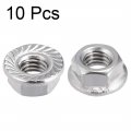 Uxcell M6 Serrated Flange Hex Lock Nuts 316 Stainless Steel 10 Pcs