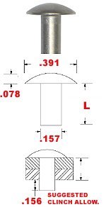 An4-a5-5 5 32 Diameter X 5 16 Length Solid 1100f Aluminum Brazier Head Rivet Clear Anodized Finish Pack Of 1 Lb Approximately