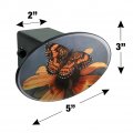 Pearl Crescent Butterfly On A Yellow Flower Oval Tow Trailer Hitch Cover Plug Insert